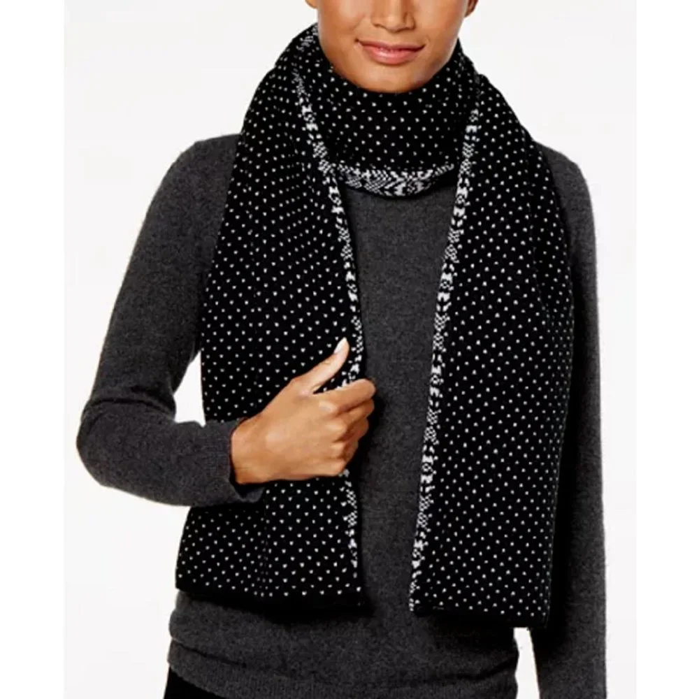Charter Club Reversible Fair Isle Scarf in Black Multi, Retail $44.50